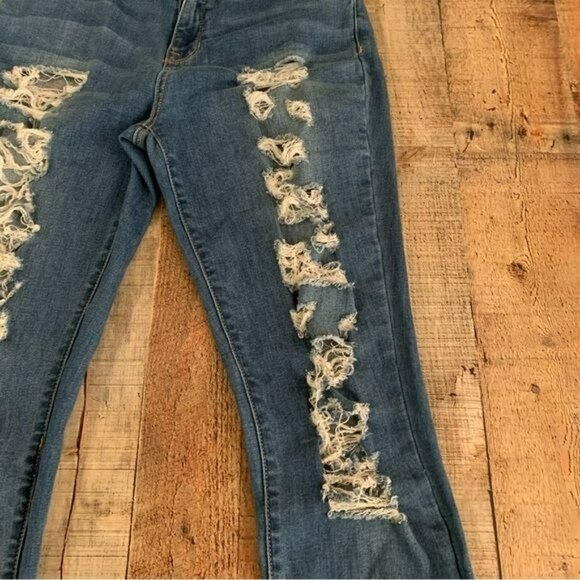 Pacsun womens distressed skinny denim jeans high rise ankle jeggings -27 - Picture 9 of 11